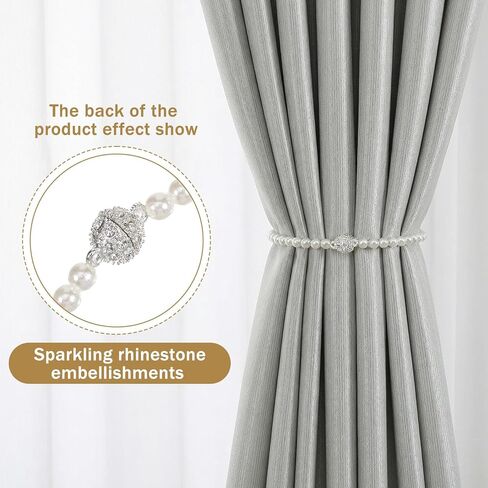 Grevosea 2 Pack Bow Curtain Tiebacks, Magnetic Curtain Tie Backs Elegant Decorative Curtain Holders No Drill Curtain Holdbacks for Living Room Bedroom Bathroom Farmhouse Home Decor in Saudi Arabia
