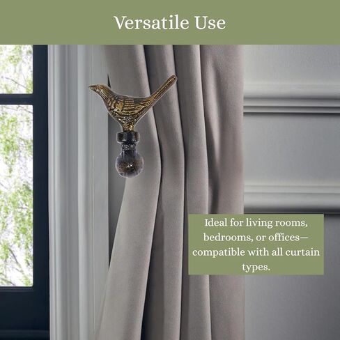 Bird Curtain Holdbacks Set of 2 – Rustic Metal Curtain Tiebacks for Wall Mount – Decorative Drapery Hold Back Hooks for Living Room, Bedroom, Office – Vintage Curtain Holder for Window in Kuwait