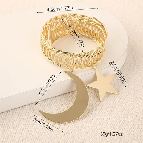 Curtain Holdback, No Drill Curtain Tieback with Star and Moon Charm, Gold Metal Decor for Window Treatment in Saudi Arabia