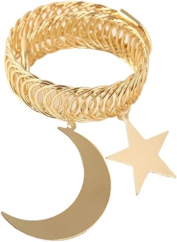 Curtain Holdback, No Drill Curtain Tieback with Star and Moon Charm, Gold Metal Decor for Window Treatment in Saudi Arabia
