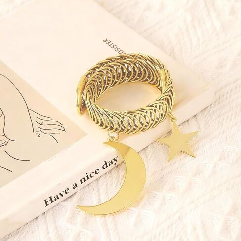 Curtain Holdback, No Drill Curtain Tieback with Star and Moon Charm, Gold Metal Decor for Window Treatment in Saudi Arabia