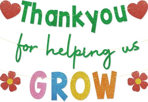 Thank You for Helping us Grow Banner, No DIY, Glitter Last Day of School Teacher Gifts, Teacher Appreciation Decorations, We Appreciate You Banner, Thank You Teacher Decorations in Saudi Arabia
