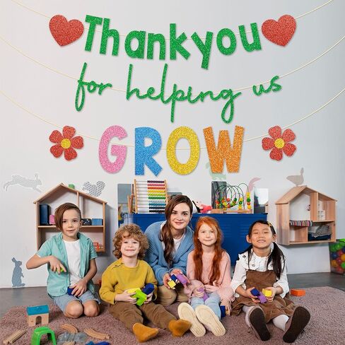 Thank You for Helping us Grow Banner, No DIY, Glitter Last Day of School Teacher Gifts, Teacher Appreciation Decorations, We Appreciate You Banner, Thank You Teacher Decorations in Saudi Arabia