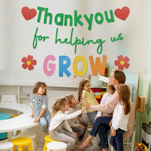 Thank You for Helping us Grow Banner, No DIY, Glitter Last Day of School Teacher Gifts, Teacher Appreciation Decorations, We Appreciate You Banner, Thank You Teacher Decorations in Saudi Arabia