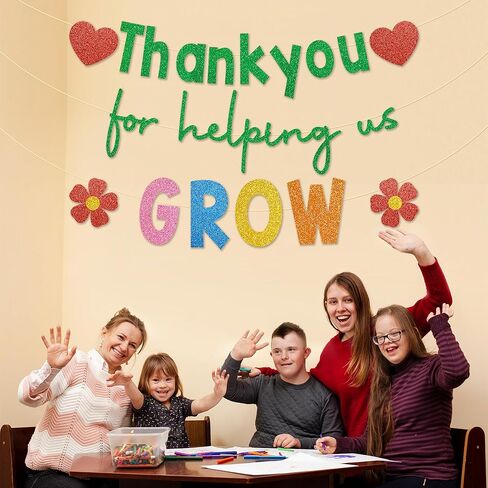 Thank You for Helping us Grow Banner, No DIY, Glitter Last Day of School Teacher Gifts, Teacher Appreciation Decorations, We Appreciate You Banner, Thank You Teacher Decorations in Saudi Arabia