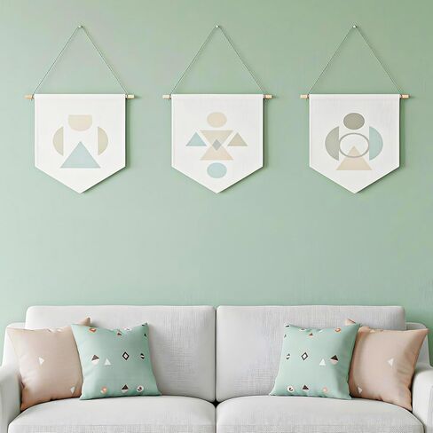 10 Pcs Canvas Banner Blank, 11.8" x 10.2" White Canvas Pennant Banners with Wooden Dowel Pin Display Banner for Enamel Pins Brooch Buttons Patches for Room Decor in Saudi Arabia