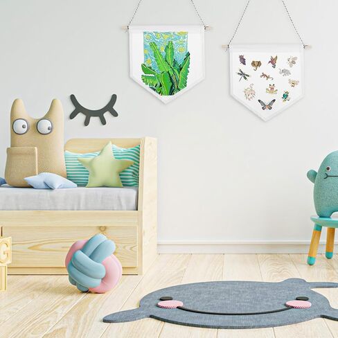 10 Pcs Canvas Banner Blank, 11.8" x 10.2" White Canvas Pennant Banners with Wooden Dowel Pin Display Banner for Enamel Pins Brooch Buttons Patches for Room Decor in Saudi Arabia
