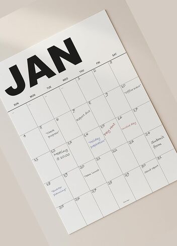 مخطط تقويم حائط غير مؤرخ للمسح الجاف - تصميم أسود بسيط، مجموعة من 12 ورقة شهرية مقاس A3، ورق سميك ممتاز، صناديق يومية كبيرة، سطح لامع قابل لإعادة الاستخدام، معبأة بشكل مسطح - غير مطوية in Saudi Arabia
