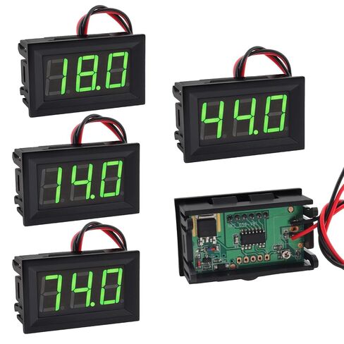 5 قطع من الفولتميتر الرقمي الصغير DC 5-120 فولت، 2 سلك، 0.56 بوصة، لوحة عرض LED لمراقبة بطارية الدراجة النارية (أحمر) in Saudi Arabia