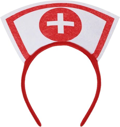 Halloween Nurse Hat Headband Red White Nurse Costume Headband for Adults Women Halloween Party Dress Up Accessories in Saudi Arabia