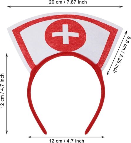 Halloween Nurse Hat Headband Red White Nurse Costume Headband for Adults Women Halloween Party Dress Up Accessories in Saudi Arabia