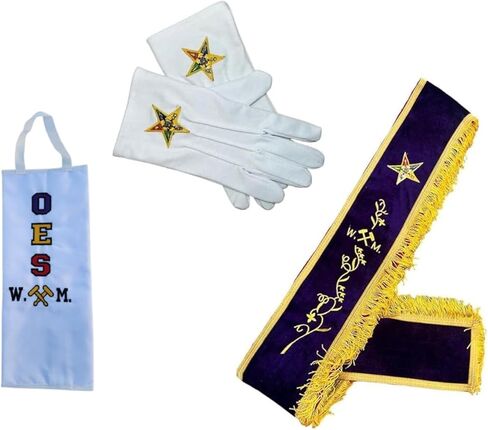 Masonic Oes W.M Sash, Order of Easter Star Worthy Matron Sash Purple Velvet with Golden fringe - Free Soft Case & Gloves in Saudi Arabia
