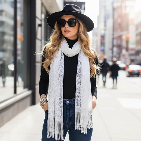 White Shawl for Women Dressy, Shawls and Wraps for Evening Dresses Lace Shawl Wraps Scarfs for Women Wedding Formal Costume Party Accessories in Saudi Arabia