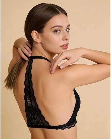 Halter Bra Bralette for Women 3 PCS Front Closure Lace Triangle Wireless Bra Top Unpadded Wirefree Lingerie in Saudi Arabia