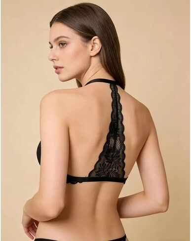 Halter Bra Bralette for Women 3 PCS Front Closure Lace Triangle Wireless Bra Top Unpadded Wirefree Lingerie in Saudi Arabia
