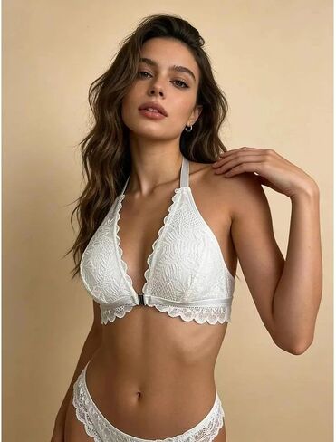 Halter Bra Bralette for Women 3 PCS Front Closure Lace Triangle Wireless Bra Top Unpadded Wirefree Lingerie in Saudi Arabia