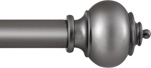 H.VERSAILTEX Curtain Rods for Windows 16.2 to 75 Inches 1 inch Diameter Adjustable Decorative Telescoping Curtain Rod with Brackets Heavy Duty Splicing Window Rods with Decorative Finials, Dark Grey in Saudi Arabia