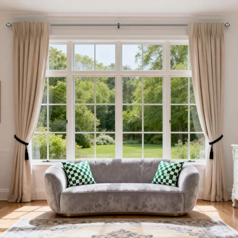 H.VERSAILTEX Curtain Rods for Windows 16.2 to 75 Inches 1 inch Diameter Adjustable Decorative Telescoping Curtain Rod with Brackets Heavy Duty Splicing Window Rods with Decorative Finials, Dark Grey in Saudi Arabia
