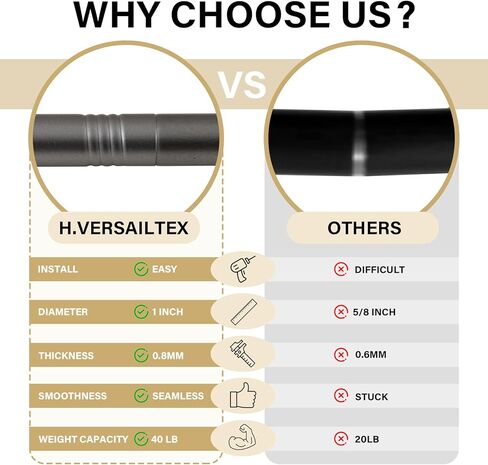 H.VERSAILTEX Curtain Rods for Windows 16.2 to 75 Inches 1 inch Diameter Adjustable Decorative Telescoping Curtain Rod with Brackets Heavy Duty Splicing Window Rods with Decorative Finials, Dark Grey in Saudi Arabia