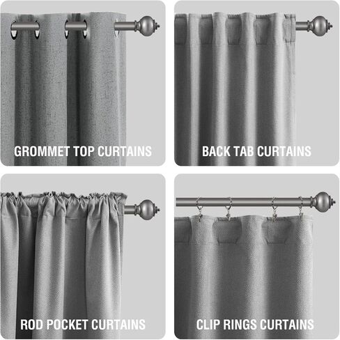 H.VERSAILTEX Curtain Rods for Windows 16.2 to 75 Inches 1 inch Diameter Adjustable Decorative Telescoping Curtain Rod with Brackets Heavy Duty Splicing Window Rods with Decorative Finials, Dark Grey in Saudi Arabia