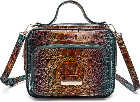 Small Crocodile Box Crossbody Bag for Women,Leather Mini Top-Handle Purse with Shoulder Strap for Daily Outfits in Saudi Arabia