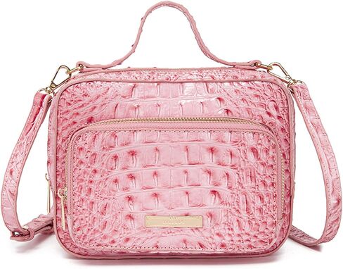 حقيبة كروس صغيرة على شكل صندوق تمساح للنساء، محفظة جلدية صغيرة بمقبض علوي مع حزام كتف للملابس اليومية in Kuwait