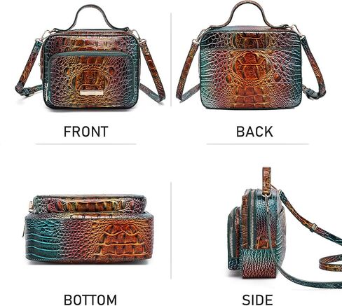 Small Crocodile Box Crossbody Bag for Women,Leather Mini Top-Handle Purse with Shoulder Strap for Daily Outfits in Saudi Arabia