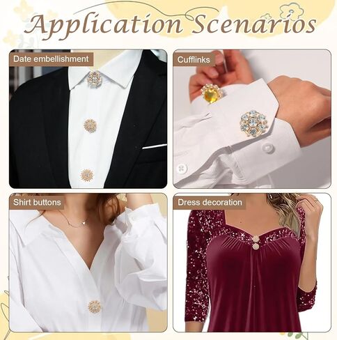 6 قطع من أغطية أزرار القميص القابلة للفصل، HSSZXFR أزرار كريستالية فاخرة للنساء، صناعة أزرار تزيين الملابس بنفسك للقمصان والجينز وفستان السهرة (فضي) in Kuwait