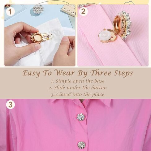 6 قطع من أغطية أزرار القميص القابلة للفصل، HSSZXFR أزرار كريستالية فاخرة للنساء، صناعة أزرار تزيين الملابس بنفسك للقمصان والجينز وفستان السهرة (فضي) in Kuwait