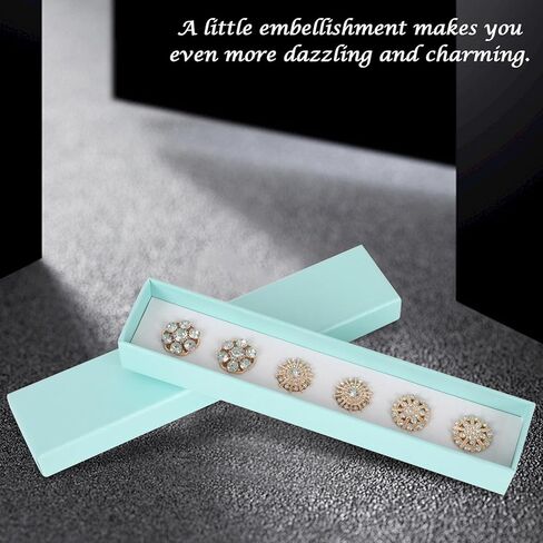 6 قطع من أغطية أزرار القميص القابلة للفصل، HSSZXFR أزرار كريستالية فاخرة للنساء، صناعة أزرار تزيين الملابس بنفسك للقمصان والجينز وفستان السهرة (فضي) in Kuwait