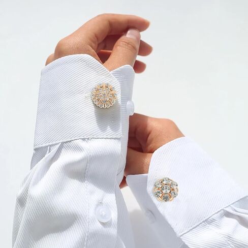 6 قطع من أغطية أزرار القميص القابلة للفصل، HSSZXFR أزرار كريستالية فاخرة للنساء، صناعة أزرار تزيين الملابس بنفسك للقمصان والجينز وفستان السهرة (فضي) in Kuwait