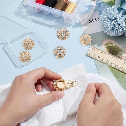 6 قطع من أغطية أزرار القميص القابلة للفصل، HSSZXFR أزرار كريستالية فاخرة للنساء، صناعة أزرار تزيين الملابس بنفسك للقمصان والجينز وفستان السهرة (فضي) in Kuwait