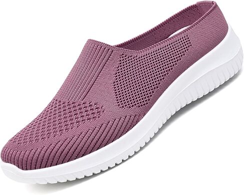 Women's Knitted Mesh Walking Mules Fashion Backless Breathable Lightweight Slip On Sneakers Soft Sole Non-Slip Loafers in Saudi Arabia