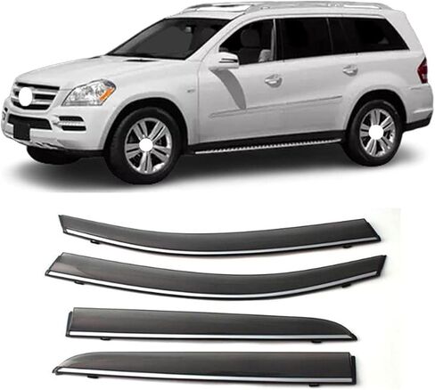 4 قطعة من منحرف الرياح الأمامي والخلفي للسيارة لسيارة Mercedes GL X164 GL450 2006-2012 نوافذ جانبية للأبواب منحرف للرياح والمطر وحارس الدخان وغطاء الرياح ملحقات درع الرياح in Saudi Arabia