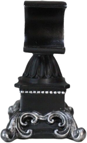 Ebros Gift Wicca Lunar Phases Triple Moon Pentagram Silver Insignia with Baroque Scroll Pedestal Base Penta 5 Taper Chime Candles Holder Wiccan Decorative Candleholder Figurine in Saudi Arabia
