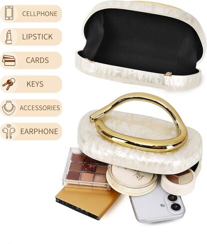 Labair Acrylic Clutch Purses for Women Marble Evening Bag Trendy Metal Handle Purses Handbags for Wedding Party Formal. in Saudi Arabia