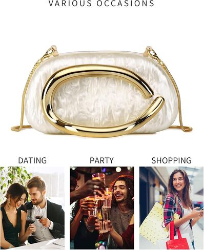 Labair Acrylic Clutch Purses for Women Marble Evening Bag Trendy Metal Handle Purses Handbags for Wedding Party Formal. in Saudi Arabia