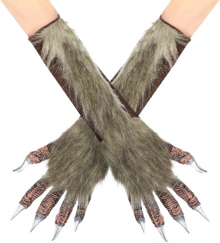1 زوج بالذئب اليد زي قفازات شعر الأيدي الحيوان فروي مخلب باو قفازات الدب الوحش هالوين زي تأثيري للكبار in Kuwait