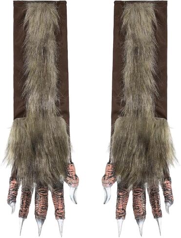 1 زوج بالذئب اليد زي قفازات شعر الأيدي الحيوان فروي مخلب باو قفازات الدب الوحش هالوين زي تأثيري للكبار in Kuwait