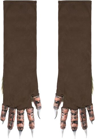 1 زوج بالذئب اليد زي قفازات شعر الأيدي الحيوان فروي مخلب باو قفازات الدب الوحش هالوين زي تأثيري للكبار in Kuwait