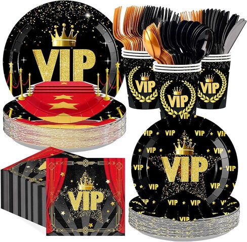 168 Pcs Red and Black Party Decorations New Years Black and Red Plates Napkins Cups Forks Knives Spoons Disposable Tableware Set for New Years Eve Birthday Wedding Baby Shower Party Supplies Serves 24 in Saudi Arabia