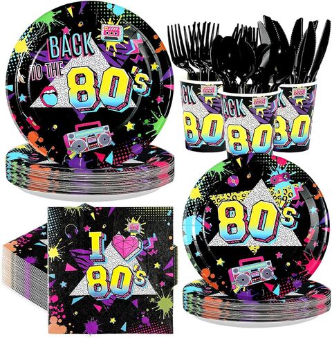 168 Pcs Red and Black Party Decorations New Years Black and Red Plates Napkins Cups Forks Knives Spoons Disposable Tableware Set for New Years Eve Birthday Wedding Baby Shower Party Supplies Serves 24 in Saudi Arabia