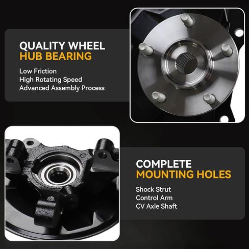 698-411 Front Steering Knuckle & Wheel Bearing Hub Assembly Compatible with Jeep Compass 2007-2017, Patriot 2007-2017, Dodge Caliber 2007-2012, Left Driver Side, LK129 in Saudi Arabia