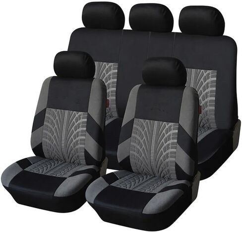 5-Piece Full Set Car Seat Covers Universal Fit for Cars, Trucks & SUVs - Non-Slip, Soft & Warm Automotive Seat Covers & Accessories (Grey) in Saudi Arabia