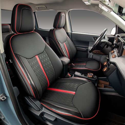 أغطية مقاعد مناسبة حسب الطلب لسيارة Ford Maverick Hybrid & Gas، مجموعة كاملة من الجلد الصناعي المقاوم للماء، مع سحابات مسند الذراع، متوافقة مع XL، XLT، Lariat، Lobo، Tremor (أسود) in Kuwait