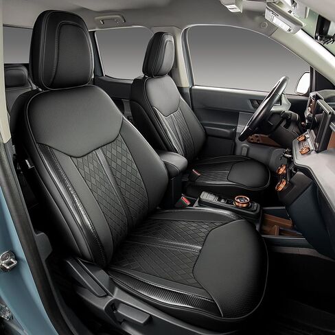 أغطية مقاعد مناسبة حسب الطلب لسيارة Ford Maverick Hybrid & Gas، مجموعة كاملة من الجلد الصناعي المقاوم للماء، مع سحابات مسند الذراع، متوافقة مع XL، XLT، Lariat، Lobo، Tremor (أسود) in Saudi Arabia