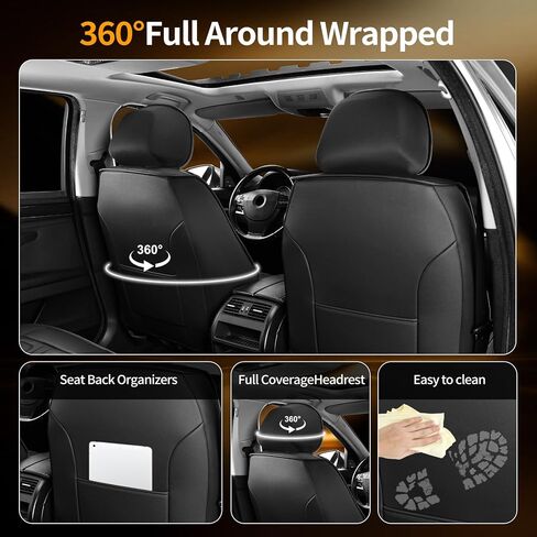 أغطية مقاعد السيارة Fit TSX متوافقة مع Acura TSX 2004-2010 2011 2012 2013 2014. تغطية كاملة من الجلد المقاوم للماء، متوافق مع الوسادة الهوائية، واقي وسادة المقعد لجميع الأحوال الجوية (مجموعة كاملة، أسود) in Kuwait