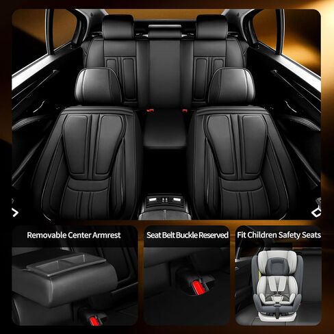 أغطية مقاعد السيارة Fit TSX متوافقة مع Acura TSX 2004-2010 2011 2012 2013 2014. تغطية كاملة من الجلد المقاوم للماء، متوافق مع الوسادة الهوائية، واقي وسادة المقعد لجميع الأحوال الجوية (مجموعة كاملة، أسود) in Kuwait