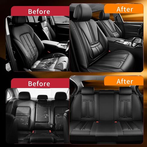 أغطية مقاعد السيارة Fit TSX متوافقة مع Acura TSX 2004-2010 2011 2012 2013 2014. تغطية كاملة من الجلد المقاوم للماء، متوافق مع الوسادة الهوائية، واقي وسادة المقعد لجميع الأحوال الجوية (مجموعة كاملة، أسود) in Kuwait