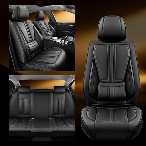أغطية مقاعد السيارة Fit TSX متوافقة مع Acura TSX 2004-2010 2011 2012 2013 2014. تغطية كاملة من الجلد المقاوم للماء، متوافق مع الوسادة الهوائية، واقي وسادة المقعد لجميع الأحوال الجوية (مجموعة كاملة، أسود) in Kuwait